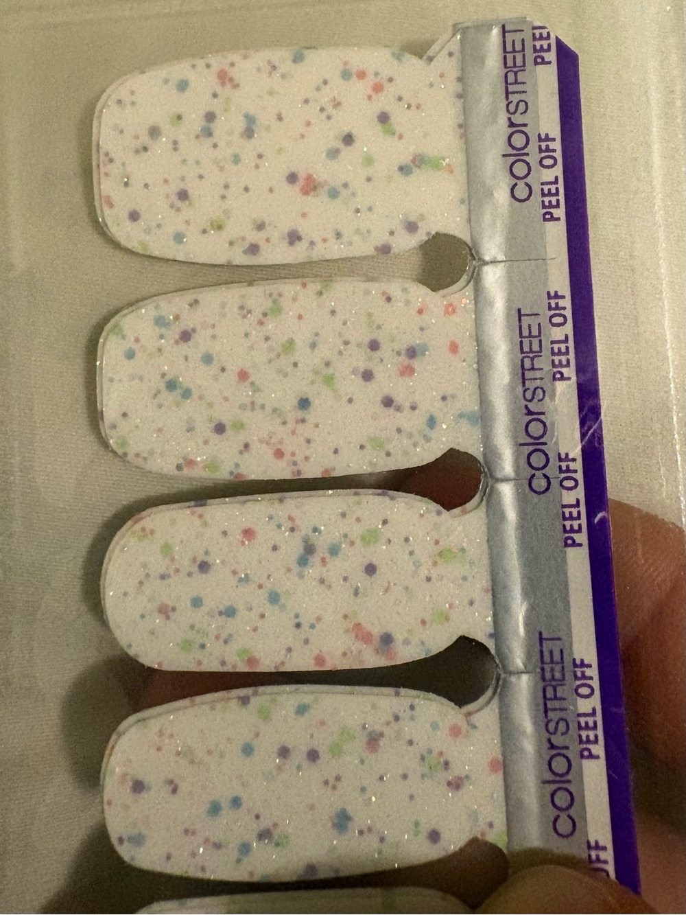 Color Street White Glitter Nail Strips with Multicolor (Confetti Sprinkles)